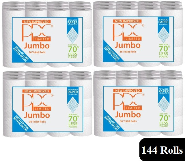 PPC 144 Rolls Jumbo 2ply 22320 Sheets Bathroom Luxury Quilted Toilet Rolls (4*36pk) PPC 144 Rolls Jumbo 2ply 22320 Sheets Bathroom Luxury Quilted Toilet Rolls (4*36pk)
